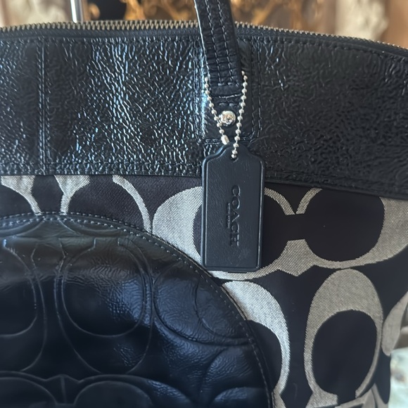 Coach Black and Gray Circle Accent Tote - Picture 3 of 8